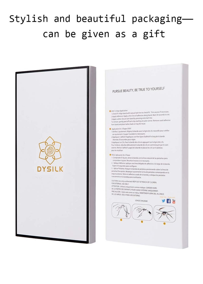 DYSILK Fake Eyelashes Natural Lash - Mink Lashes 5 Pairs 6D Wispy Lash Pack - Eye Lashes Strip Eyelash Extension Kit Reusable False Lashes Natural Look | 002-16mm - Image 5